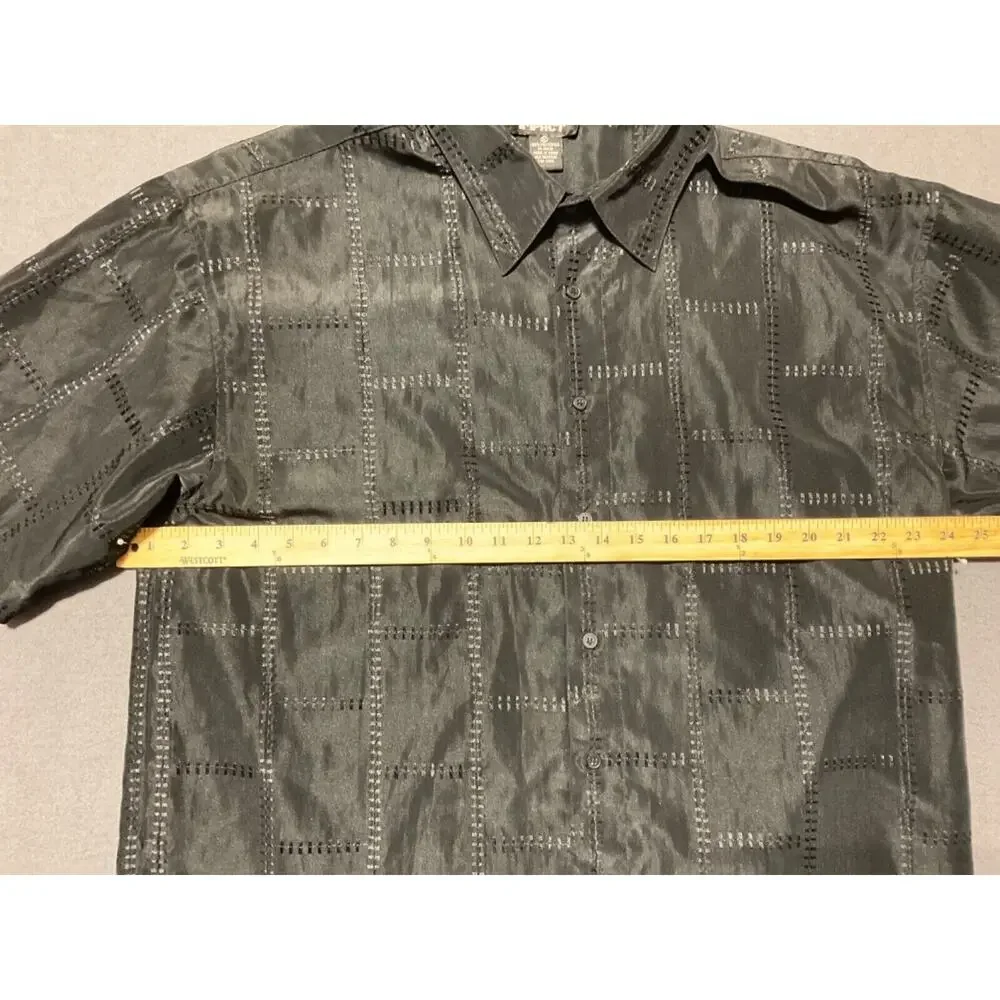 Vintage City Impact Y2K Button-Up Shirt XL Black Window Stripe, Gothic Style Men